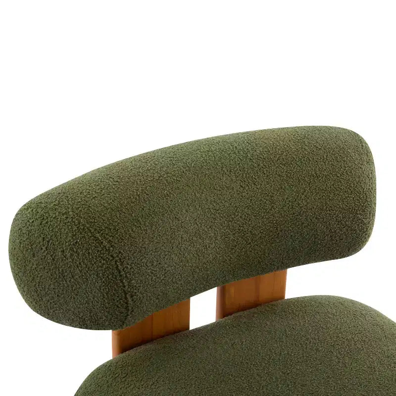 Cream Boucle Armless Accent Chair, Single Seat
