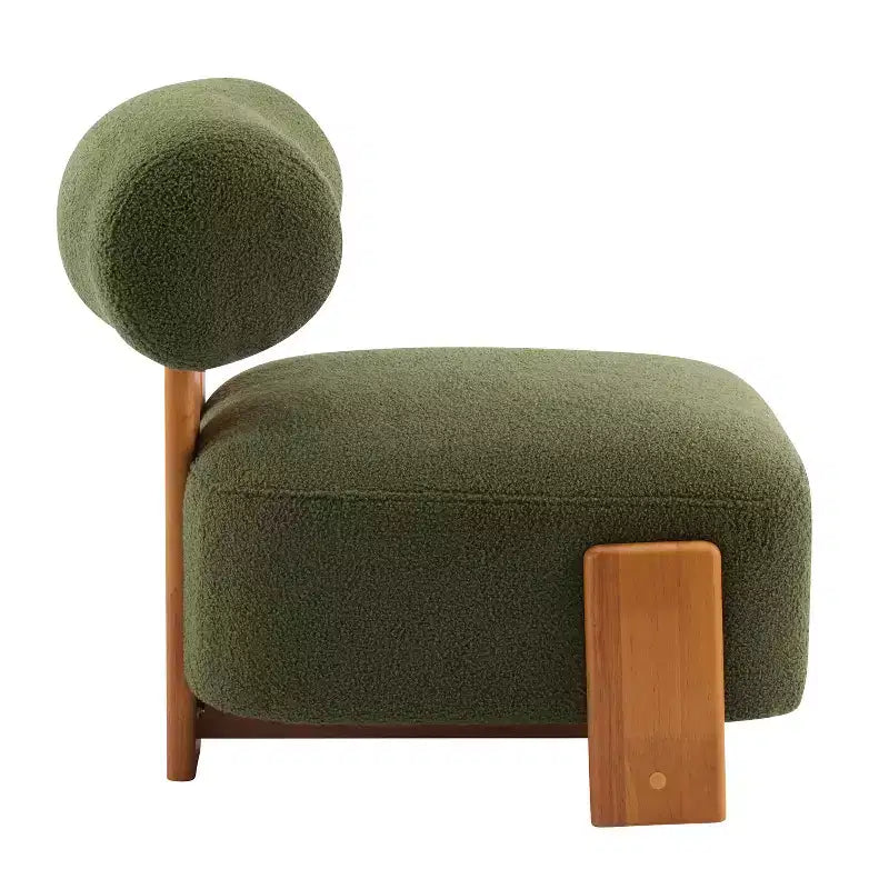 Cream Boucle Armless Accent Chair, Single Seat