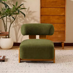 Poltroncina color crema in bouclé senza braccioli, a posto singolo