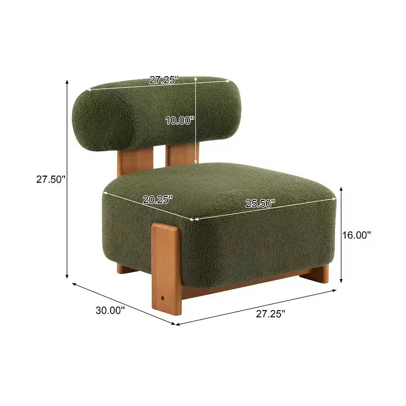 Cream Boucle Armless Accent Chair, Single Seat