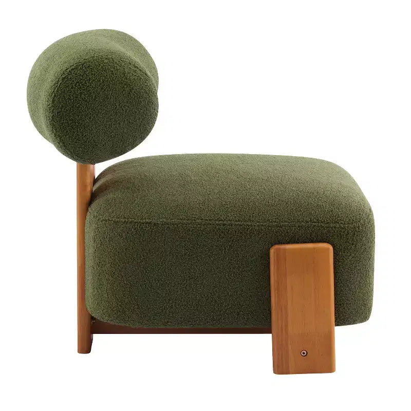 Cream Boucle Armless Accent Chair, Single Seat