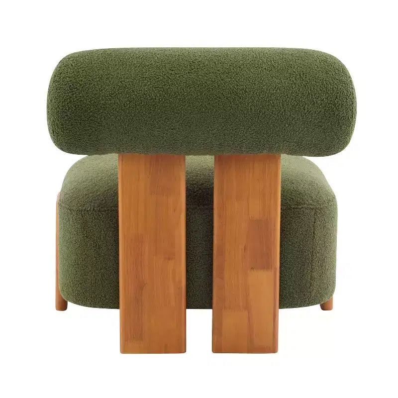 Cream Boucle Armless Accent Chair, Single Seat