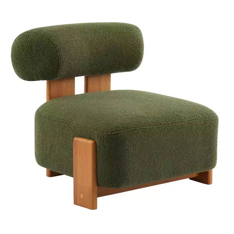 Cream Boucle Armless Accent Chair, Single Seat