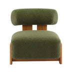 Poltroncina color crema in bouclé senza braccioli, a posto singolo
