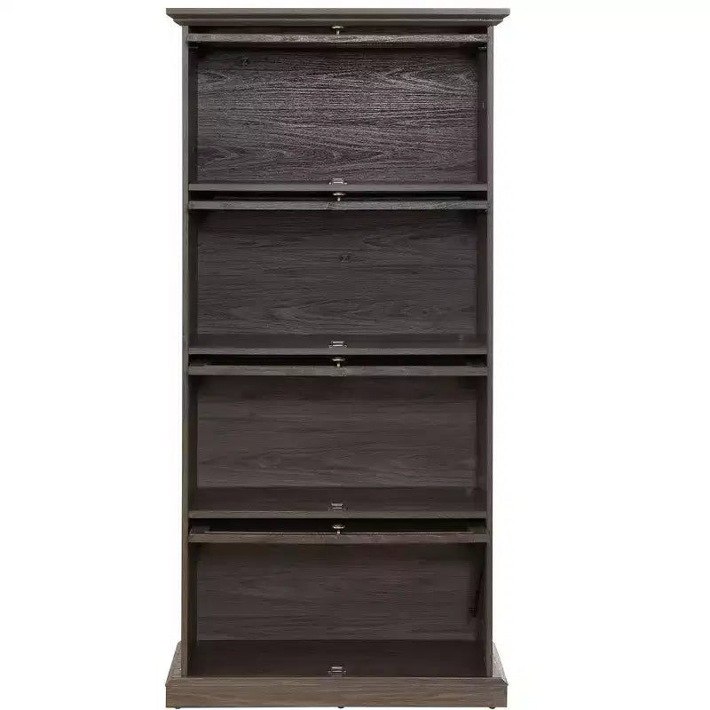 Clear 4-Tier Glass Display Cabinet, 2-Door, Single Assembly