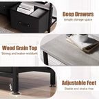Mobile TV con venature in legno grigio con 2 cassetti e ripiani aperti, adatto per TV fino a 50"