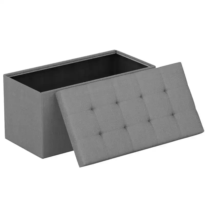 Black / Blue / Gray Folding Storage Ottoman Bench – 2-Person Seat
