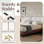 Letto con Piattaforma e Testiera ad Ali in Similpelle Grigia e Pile Teddy – Queen, 2 Posti