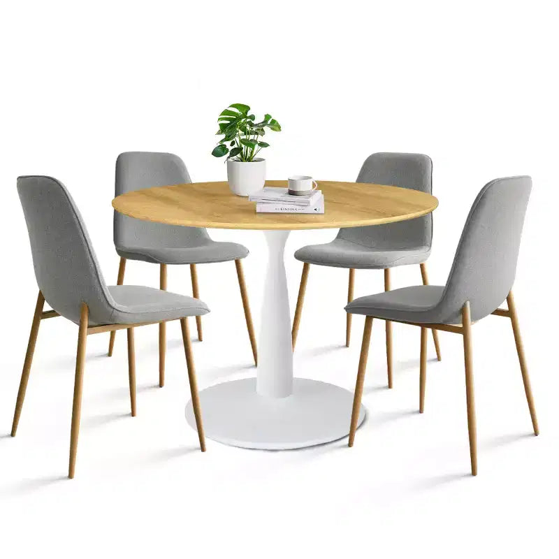 Beige/Gray/Green/Turquoise/Yellow, Round Dining Set, 5-Piece, Seats 4