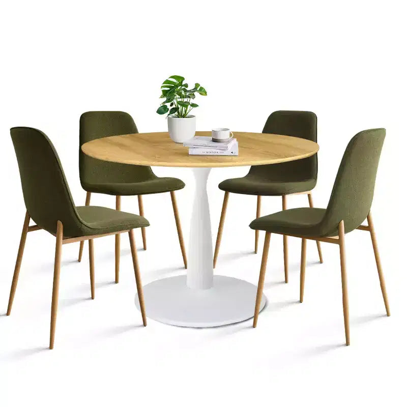 Beige/Gray/Green/Turquoise/Yellow, Round Dining Set, 5-Piece, Seats 4