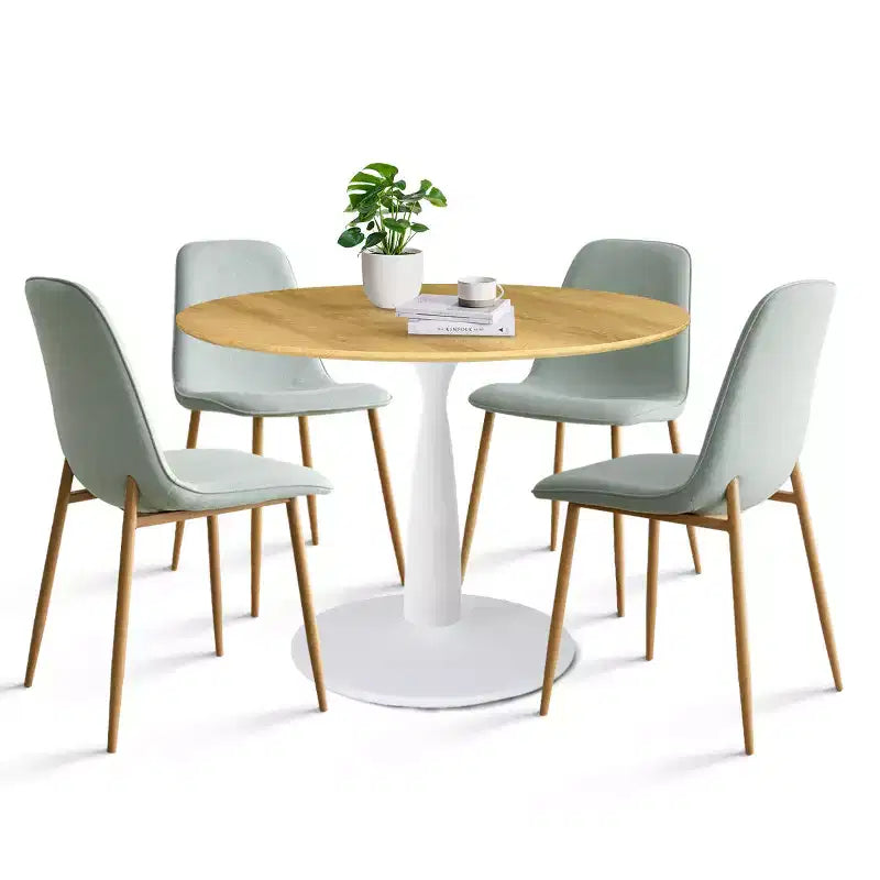 Beige/Gray/Green/Turquoise/Yellow, Round Dining Set, 5-Piece, Seats 4