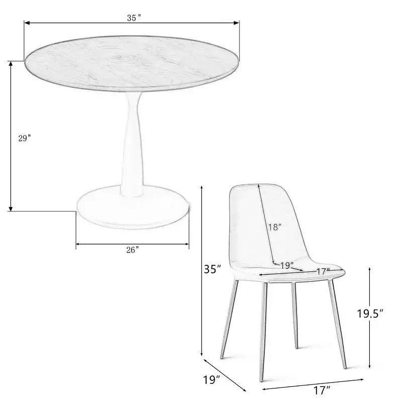Beige/Gray/Green/Turquoise/Yellow, Round Dining Set, 5-Piece, Seats 4