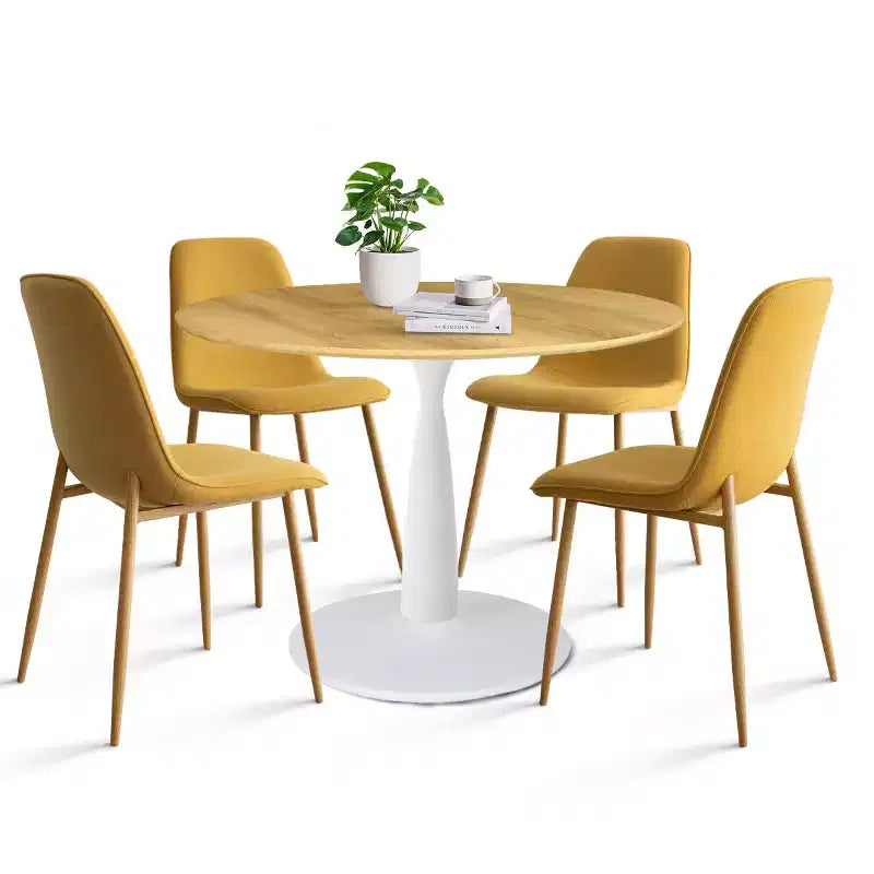 Beige/Gray/Green/Turquoise/Yellow, Round Dining Set, 5-Piece, Seats 4