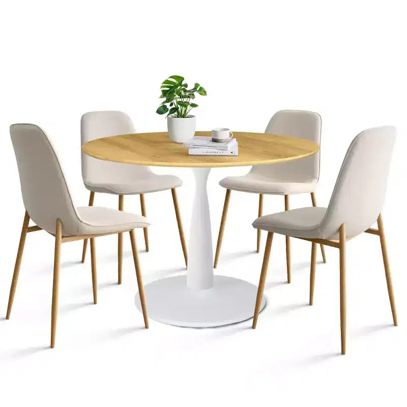 Beige/Gray/Green/Turquoise/Yellow, Round Dining Set, 5-Piece, Seats 4