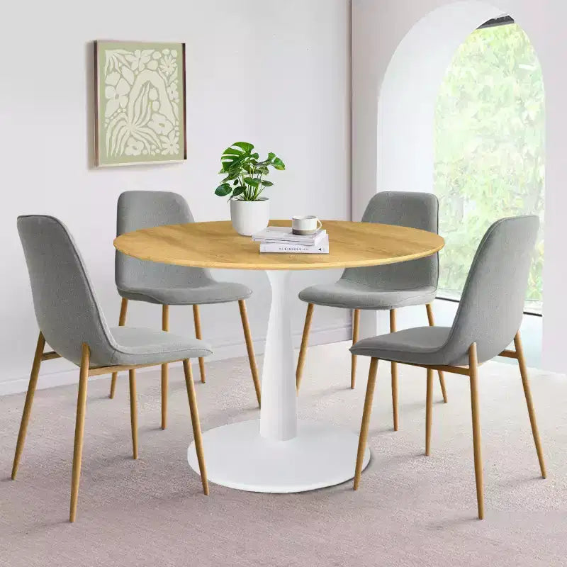 Beige/Gray/Green/Turquoise/Yellow, Round Dining Set, 5-Piece, Seats 4