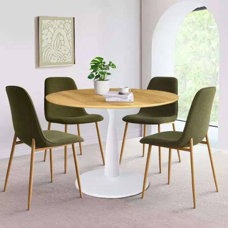 Beige/Gray/Green/Turquoise/Yellow, Round Dining Set, 5-Piece, Seats 4