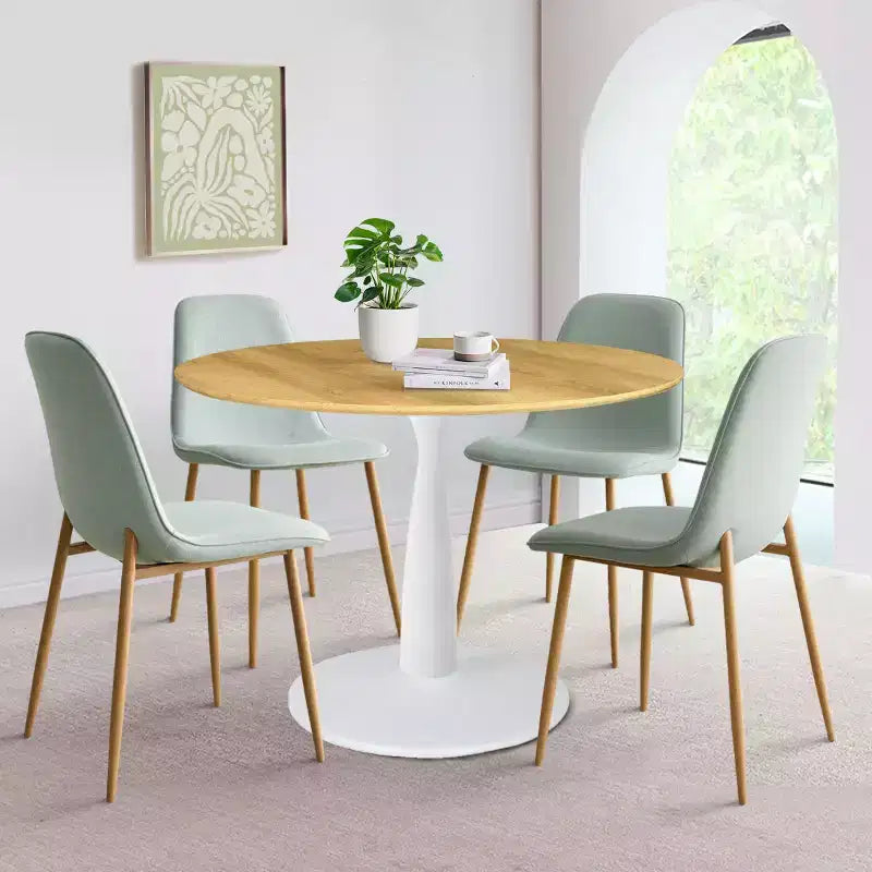 Beige/Gray/Green/Turquoise/Yellow, Round Dining Set, 5-Piece, Seats 4