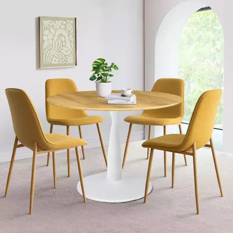 Beige/Gray/Green/Turquoise/Yellow, Round Dining Set, 5-Piece, Seats 4