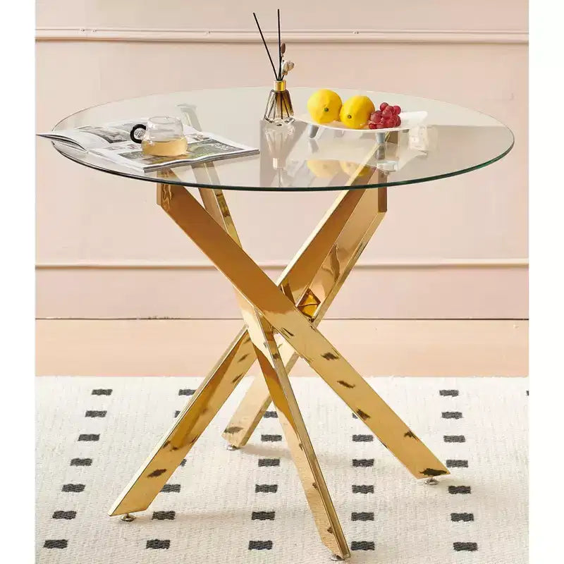 Natural Brown 5-Piece Mid-Century Dining Set, Wood & Glass, Seats 4