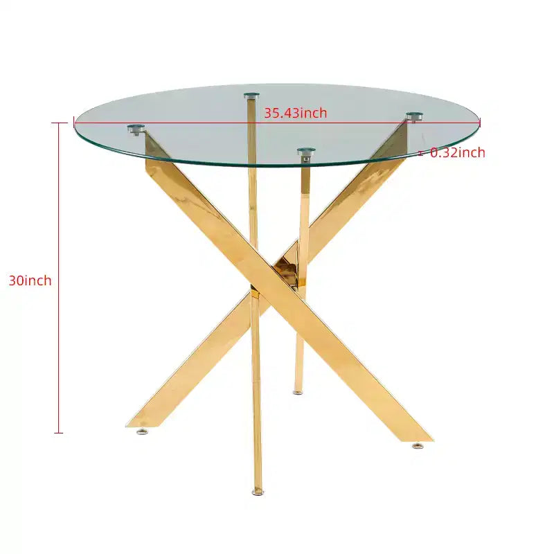 Natural Brown 5-Piece Mid-Century Dining Set, Wood & Glass, Seats 4