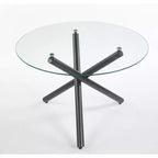Tavolo da pranzo per 4 persone, piano in vetro, quadrato, nero — Gambe in metallo, 110×110×75 cm