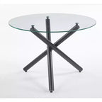 Tavolo da pranzo per 4 persone, piano in vetro, quadrato, nero — Gambe in metallo, 110×110×75 cm