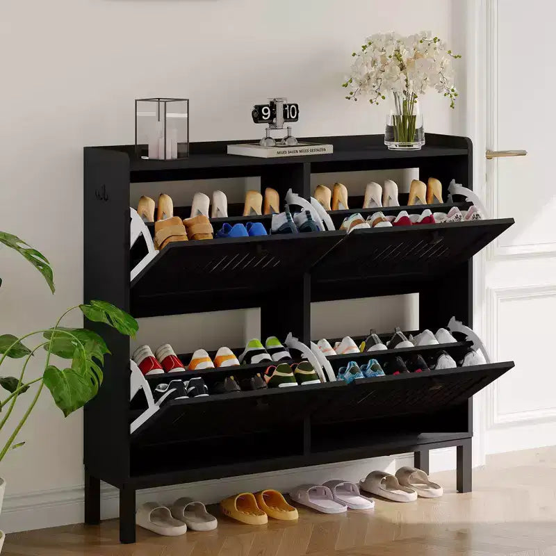 COZONY 4 Flip Drawer Shoe Cabinet, Slim Hidden Shoe Storage Organizer with Adjustable Shelves for Entryway & Hallway