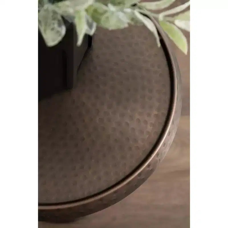 Bronze Round Adjustable-Height Metal Side Table, for 1