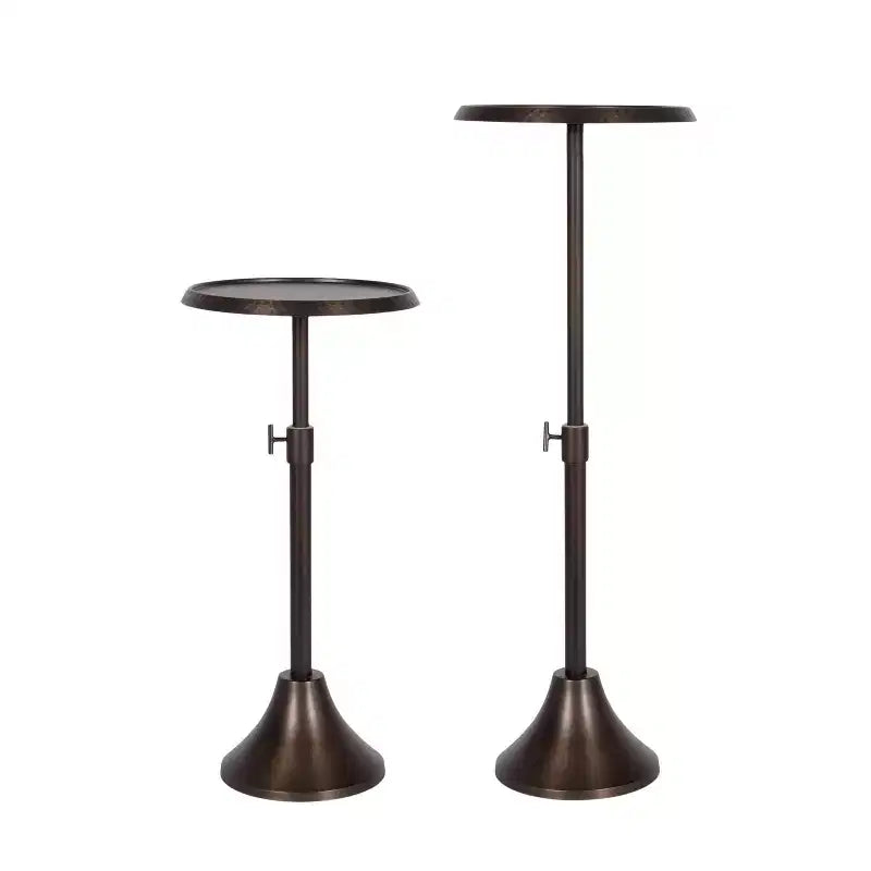 Bronze Round Adjustable-Height Metal Side Table, for 1