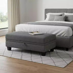 Pouf contenitore in ciniglia Beige / Grigio / Grigio chiaro, Rettangolare, 1 posto a sedere