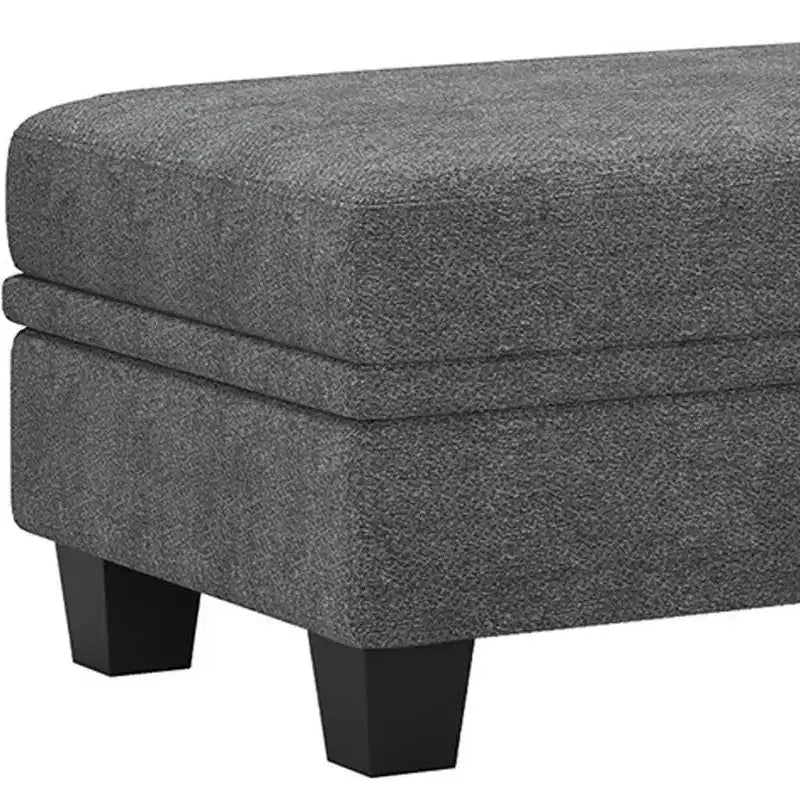 Beige / Gray / Light Gray Chenille Storage Ottoman, Rectangle, Seats 1