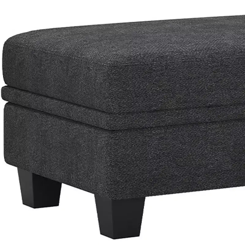 Beige / Gray / Light Gray Chenille Storage Ottoman, Rectangle, Seats 1
