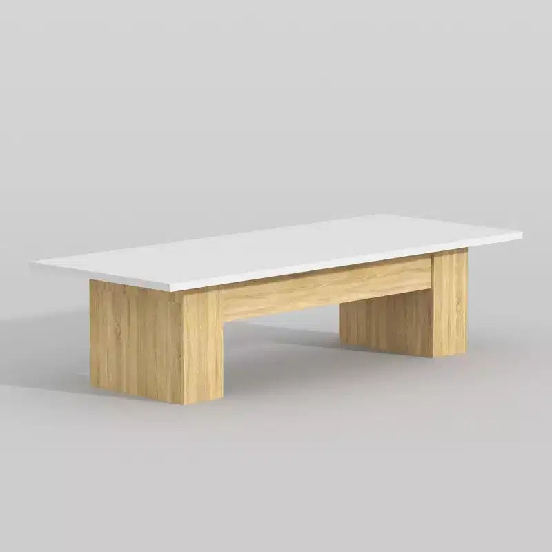 Gray / White And Wood Conference Table, Seats 6–8