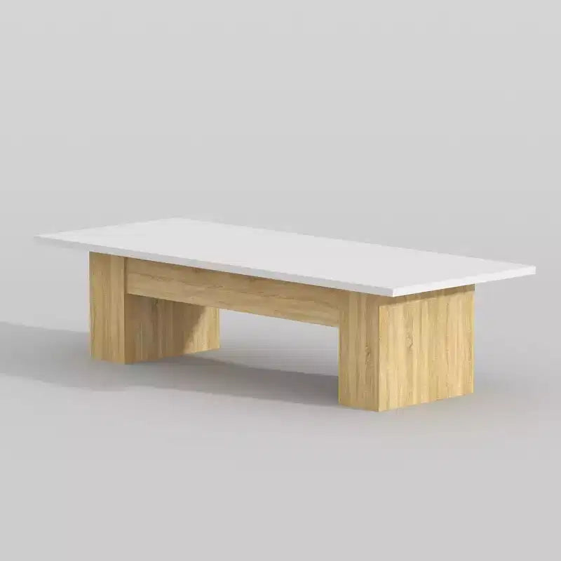 Gray / White And Wood Conference Table, Seats 6–8