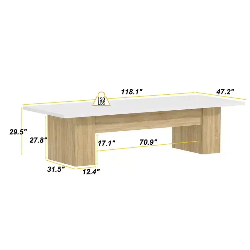 Gray / White And Wood Conference Table, Seats 6–8