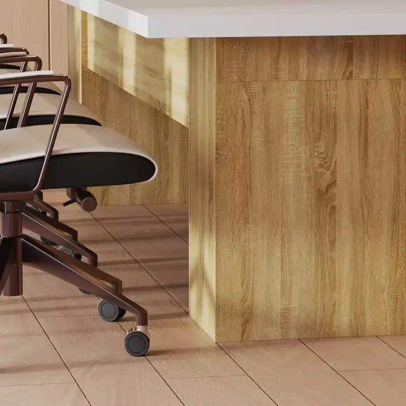 Gray / White And Wood Conference Table, Seats 6–8