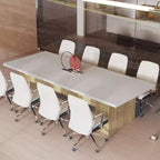 Tavolo da conferenza grigio/bianco e legno, 6–8 posti