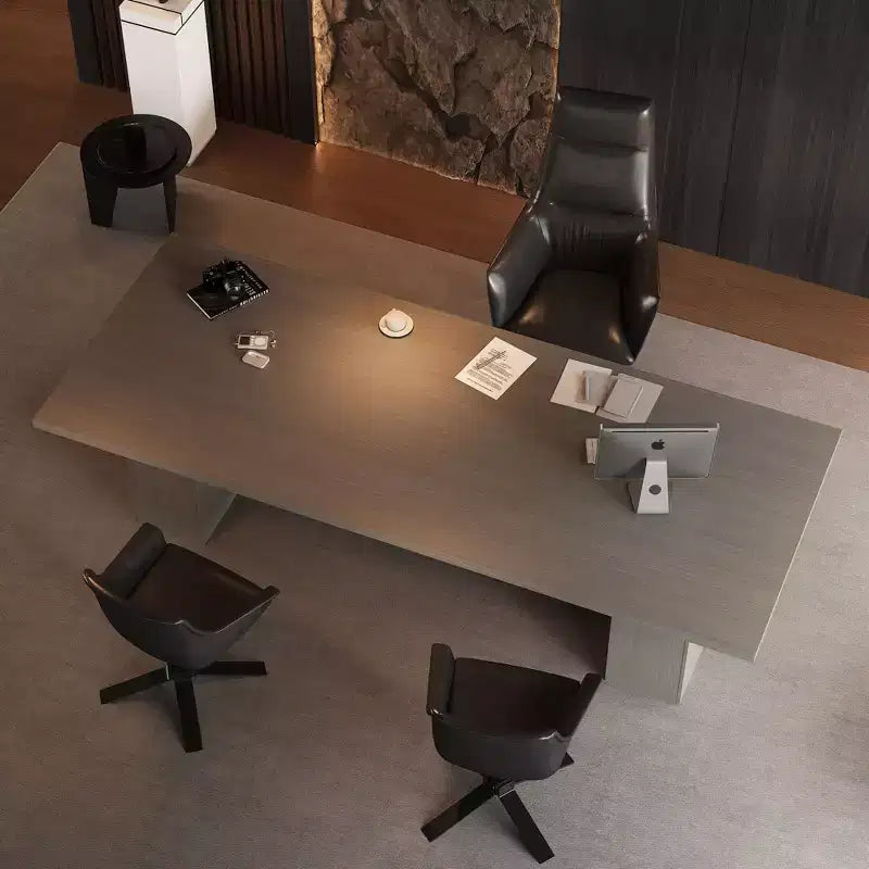 Gray / White And Wood Conference Table, Seats 6–8