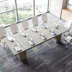 Tavolo da conferenza grigio/bianco e legno, 6–8 posti