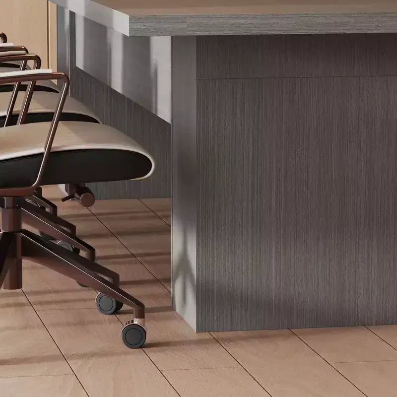 Gray / White And Wood Conference Table, Seats 6–8