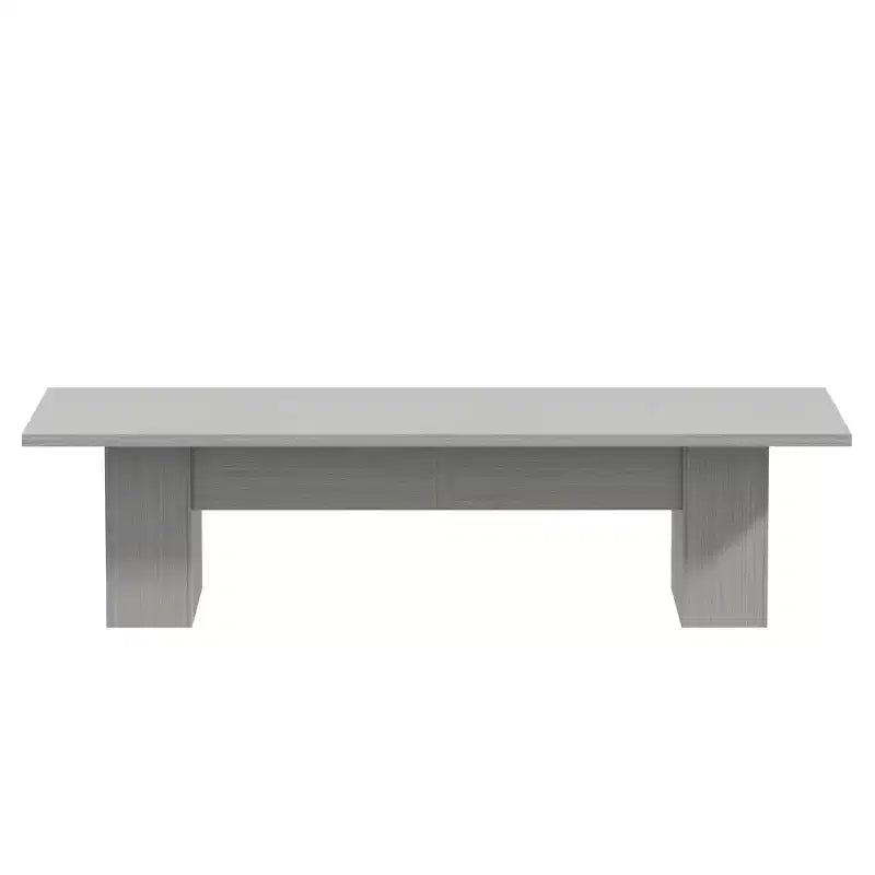 Gray / White And Wood Conference Table, Seats 6–8