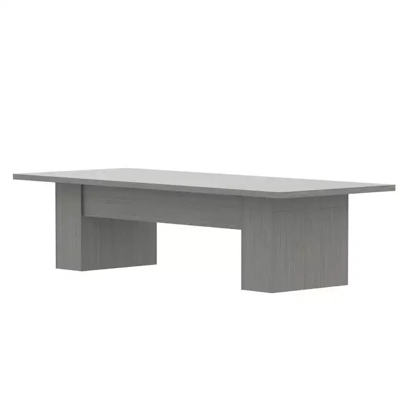 Gray / White And Wood Conference Table, Seats 6–8