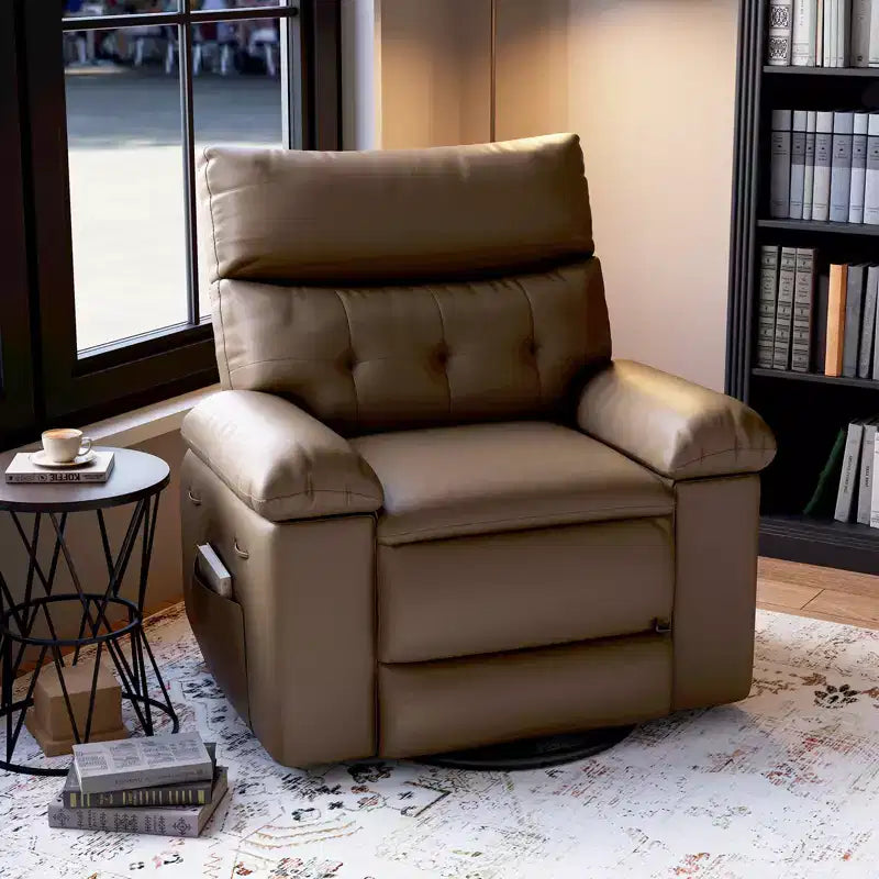 Grey / Yellow PU Leather Recliner Chair, 360° Swivel & Rocking, Massage, Single Seat