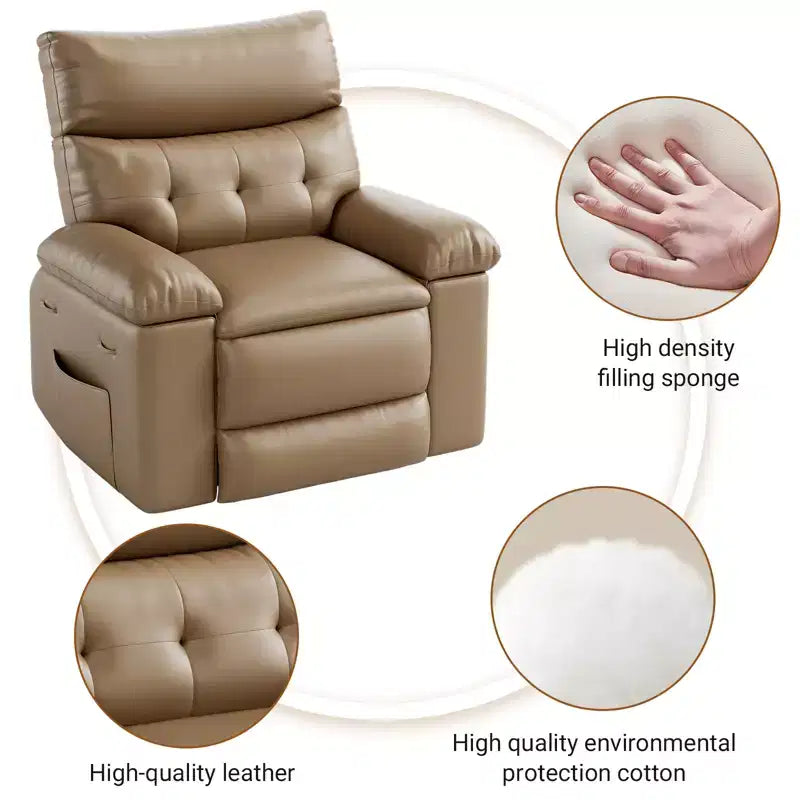 Grey / Yellow PU Leather Recliner Chair, 360° Swivel & Rocking, Massage, Single Seat