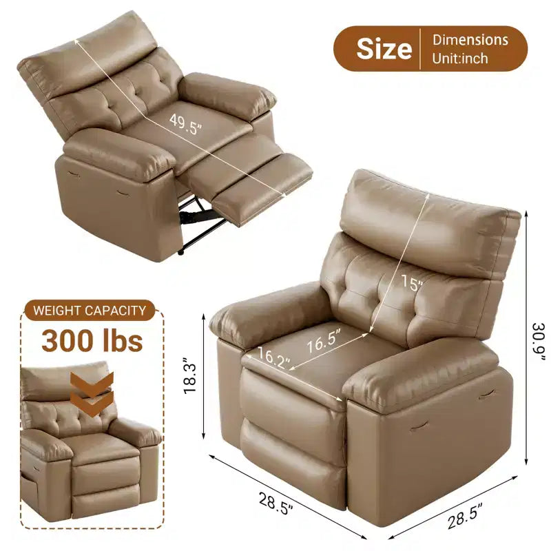 Grey / Yellow PU Leather Recliner Chair, 360° Swivel & Rocking, Massage, Single Seat