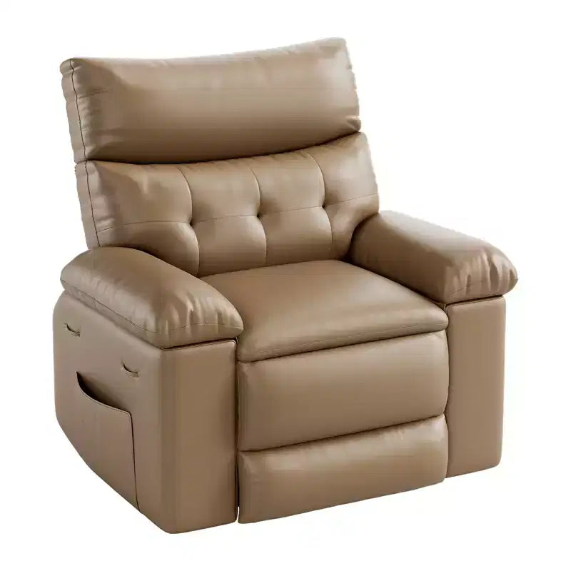 Grey / Yellow PU Leather Recliner Chair, 360° Swivel & Rocking, Massage, Single Seat