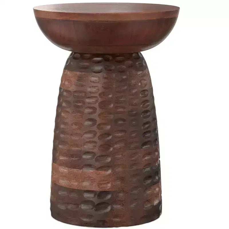 Green Round Solid Wood Side Table, 1-Person Use