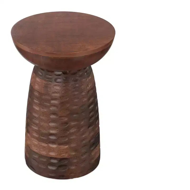 Green Round Solid Wood Side Table, 1-Person Use