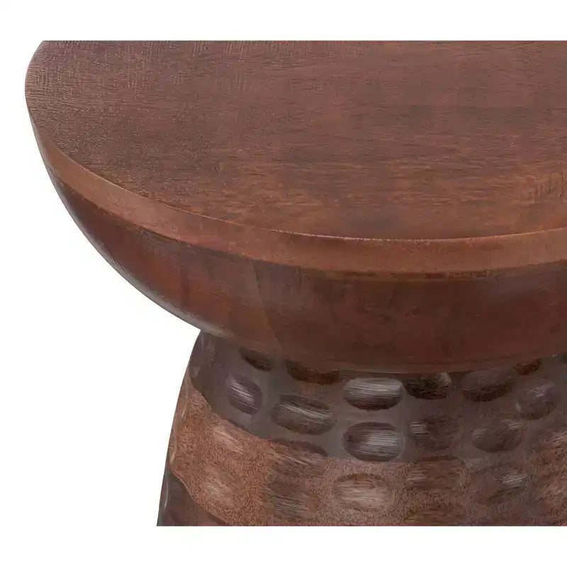 Green Round Solid Wood Side Table, 1-Person Use