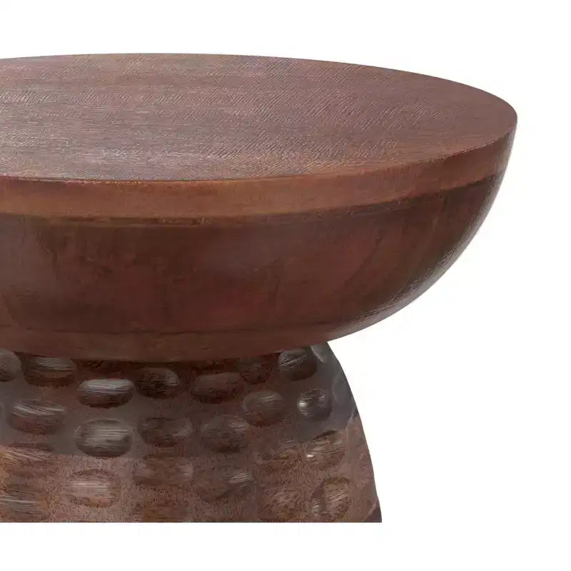 Green Round Solid Wood Side Table, 1-Person Use